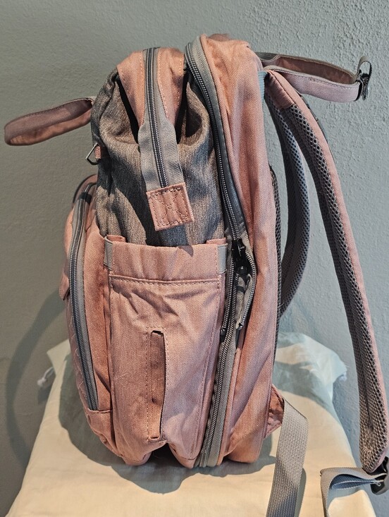 JOLLITO Quilted Baby Diaper Bag Backpack with Changing Station Pink main image 6